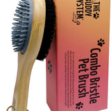 The Buddy System Combo Bristle Pet Brush, 2-in-1 Brush, Durable Rubber Side and Soft Boar Bristle Side - All Pets and Coat Lengths - Top Coat Massage for Cats & Dogs - 1 pack