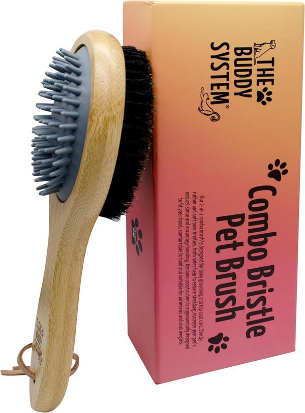 The Buddy System - Combo Bristle Pet Brush, 2-in-1 Brush