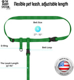 The Buddy System Waist Leash - Hands Free Dog Leash, Adjustable Leash for Running, Jogging, Training and Service Dogs, Great for Small, Medium and Large Dogs, Made in USA - for Small Dogs (under 20 pounds)-GREEN
