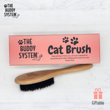 The Buddy System Dog and Cat Brush with Boar Bristle and Wooden Handle, Professional Grade Daily Grooming Hairbrush, Reduce Shedding, Soft Hair and Healthy Shine